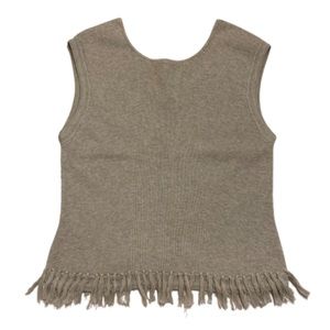 Lilly Pulitzer lt gray ribbed fringe sweater, L